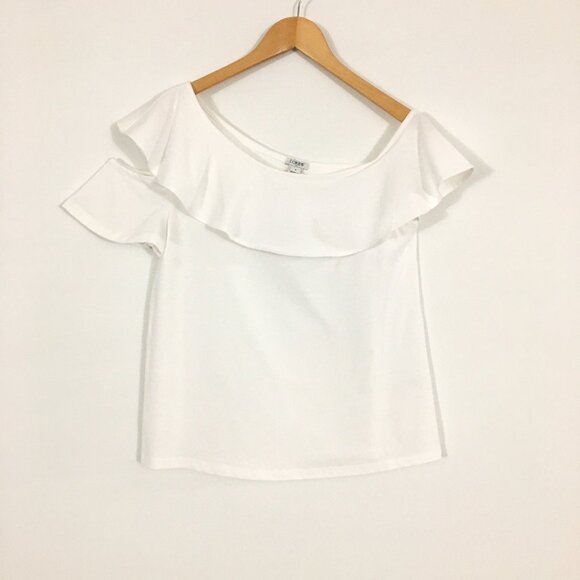 NEW! J. Crew One -Sleeve Off-The-Shoulder Ruffle Top - S - Picture 2 of 5